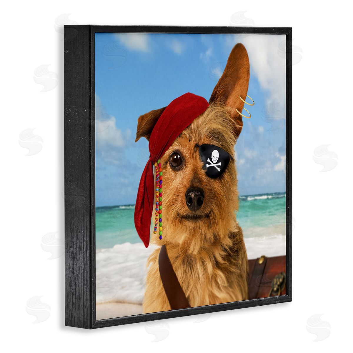 Michael Quackenbush Pirate Dog on Beach Black Framed Glicee Wall Art Print