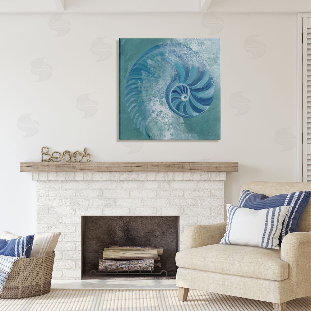 Liz Jardine Nautilus Shell Water Bubbles Canvas Wall Art in Room