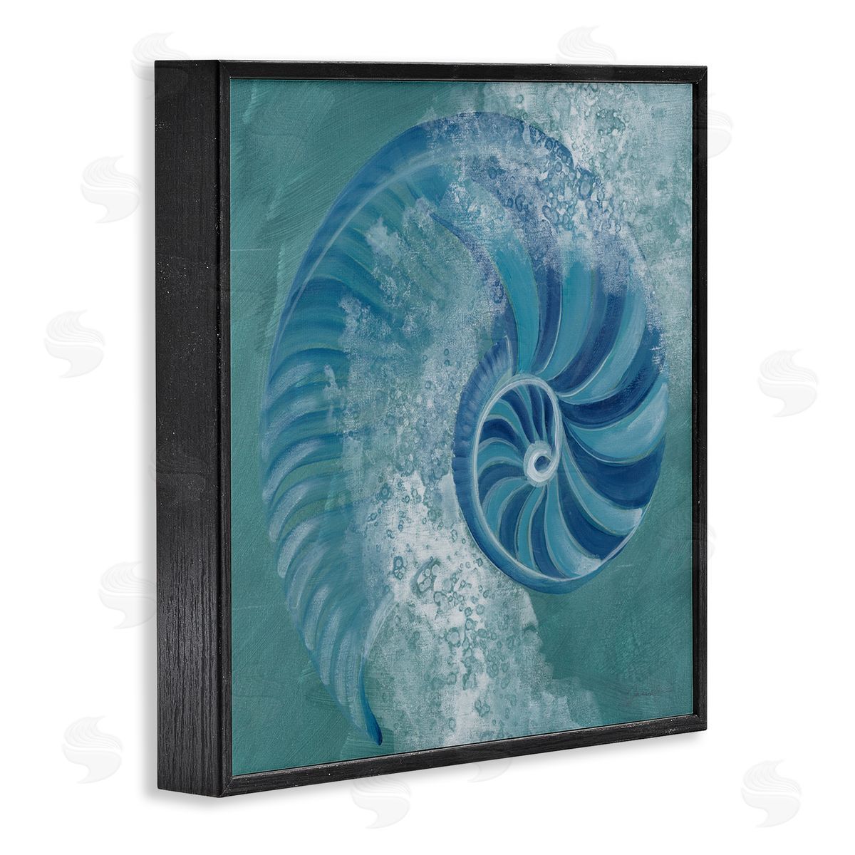 Liz Jardine Nautilus Shell Water Bubbles Black Framed Glicee Wall Art Print