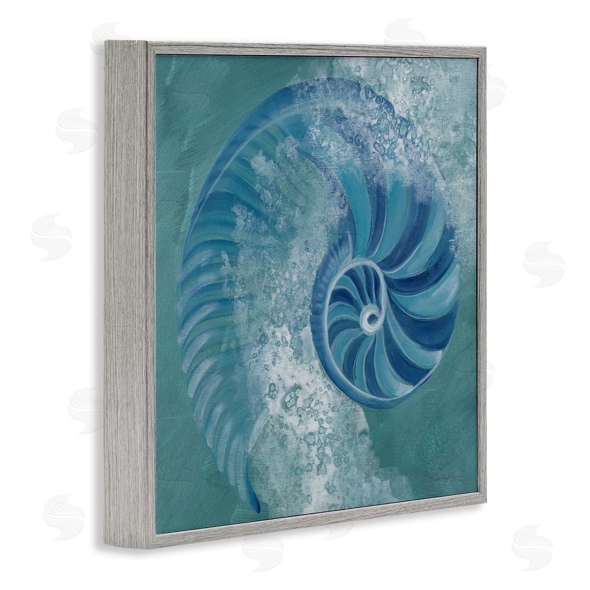 Liz Jardine Nautilus Shell Water Bubbles Gray Framed Glicee Wall Art Print