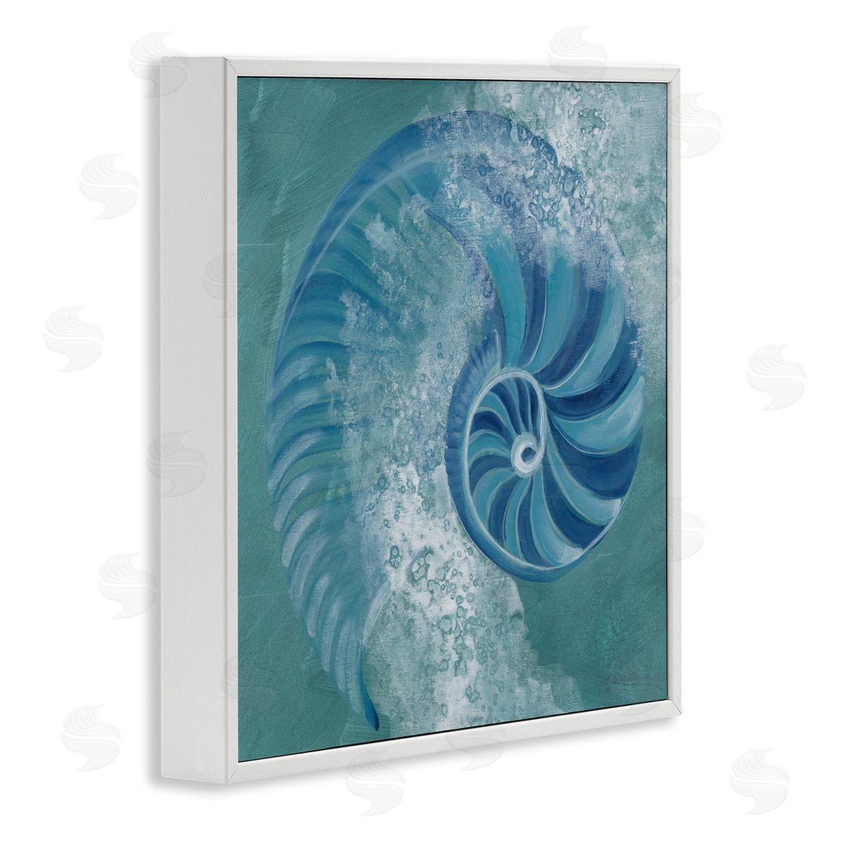 Liz Jardine Nautilus Shell Water Bubbles White Framed Glicee Wall Art Print