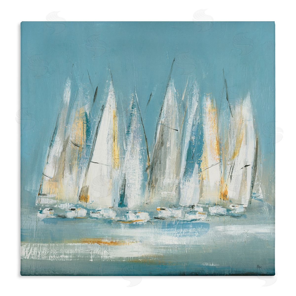 Lisa Ridgers Abstract Sailboat Fleet Stretched Canvas Wall Art Print