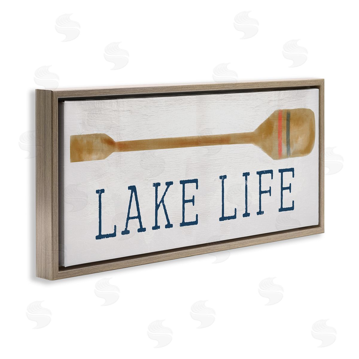 Stupell Studio Lake Life Boating Phrase Brown Floating Frame Canvas Wall Art Print