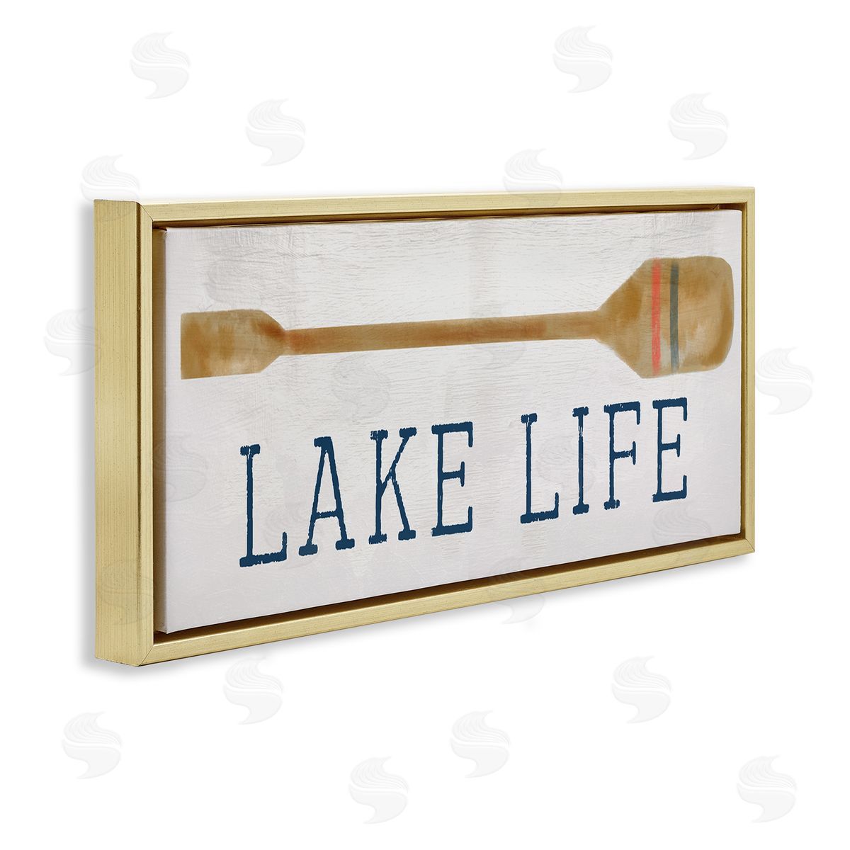 Stupell Studio Lake Life Boating Phrase Gold Floating Frame Canvas Wall Art Print