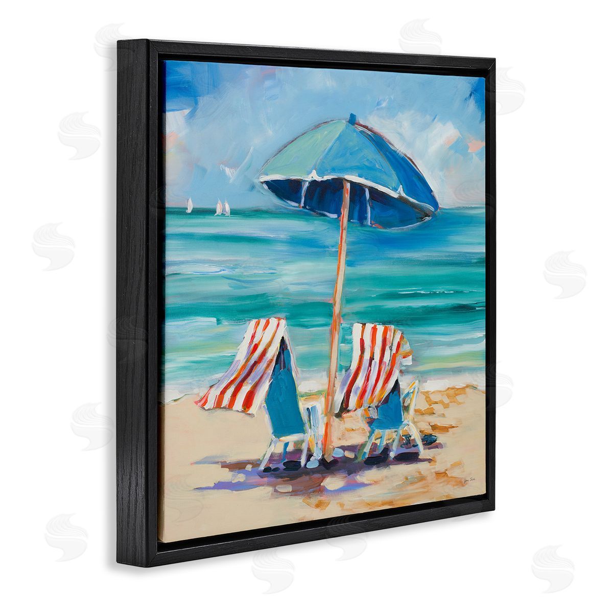 Jane Slivka Caribbean Delight Scenery Black Floating Frame Canvas Wall Art Print