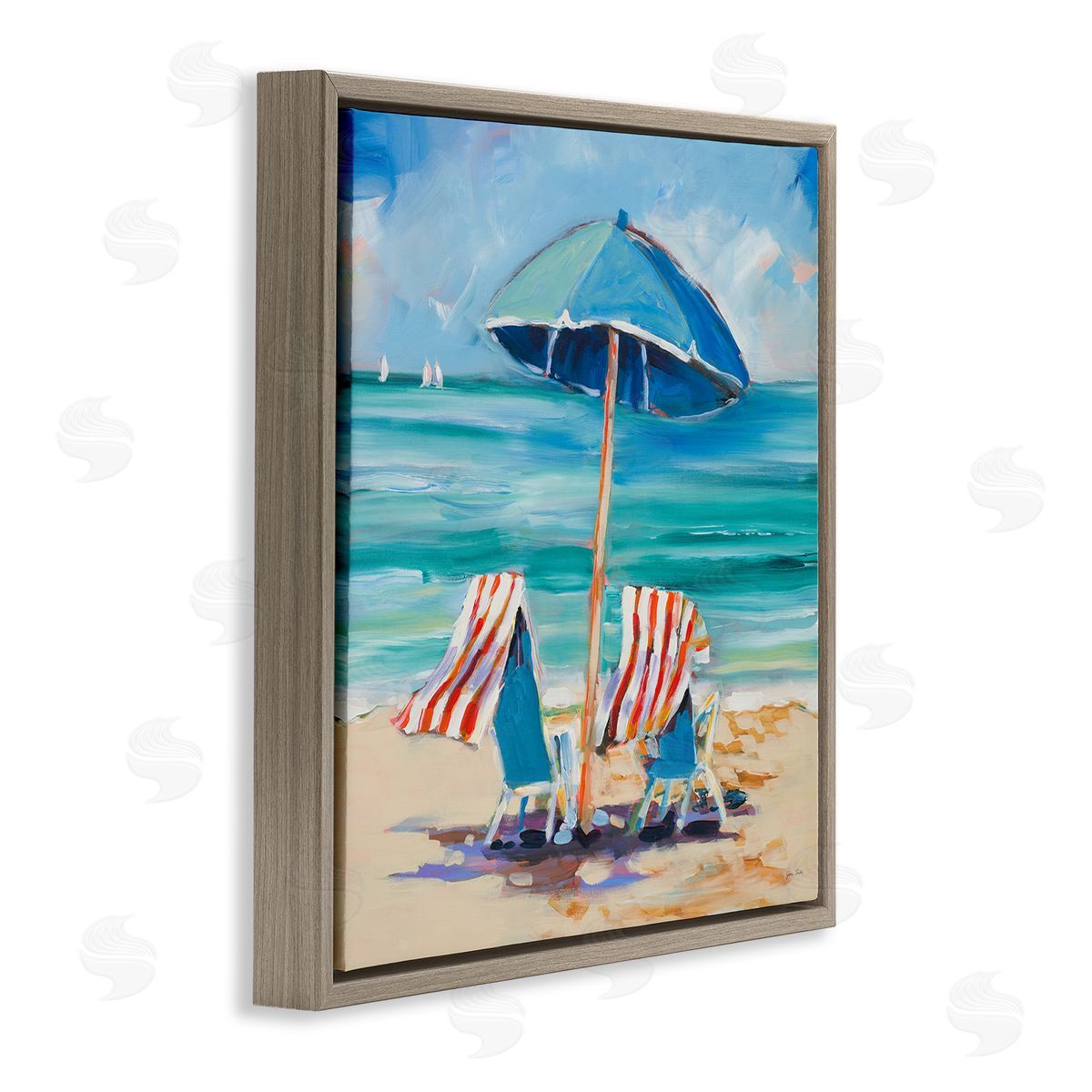 Jane Slivka Caribbean Delight Scenery Brown Floating Frame Canvas Wall Art Print