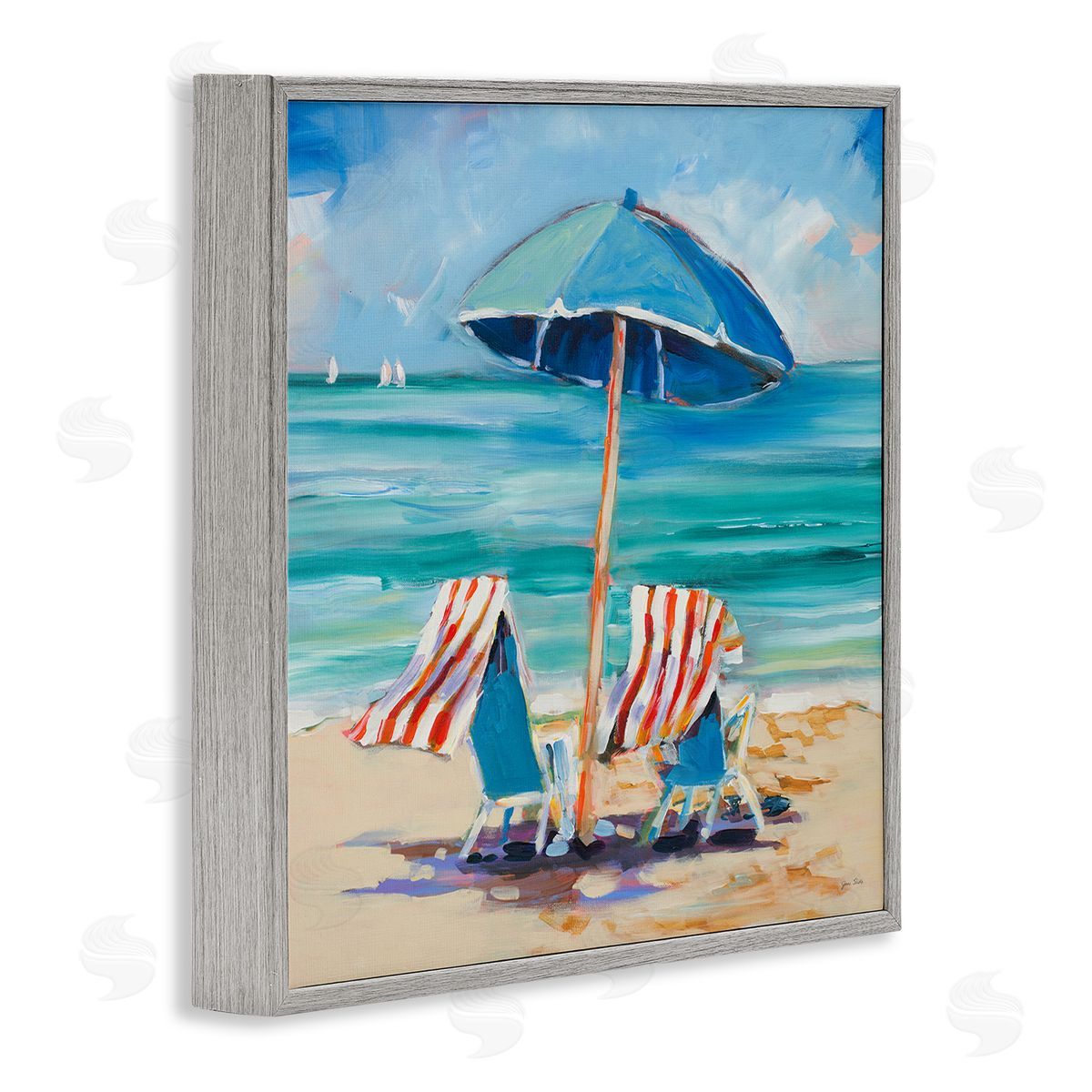 Jane Slivka Caribbean Delight Scenery Gray Framed Glicee Wall Art Print