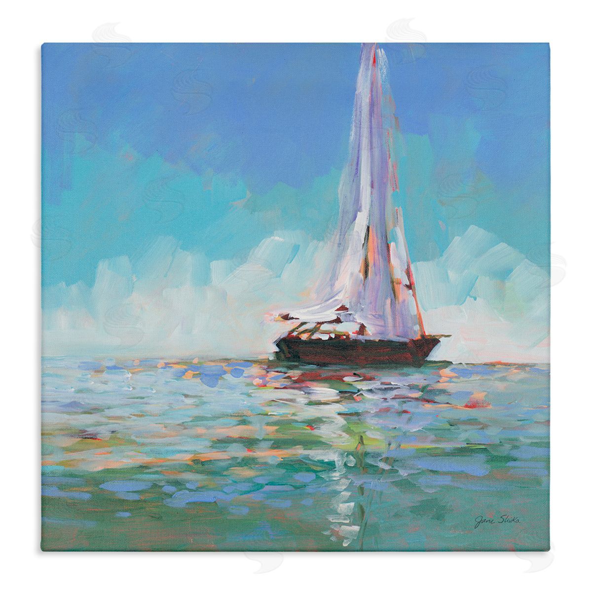 Jane Slivka Quiet Sailing Painting Stretched Canvas Wall Art Print