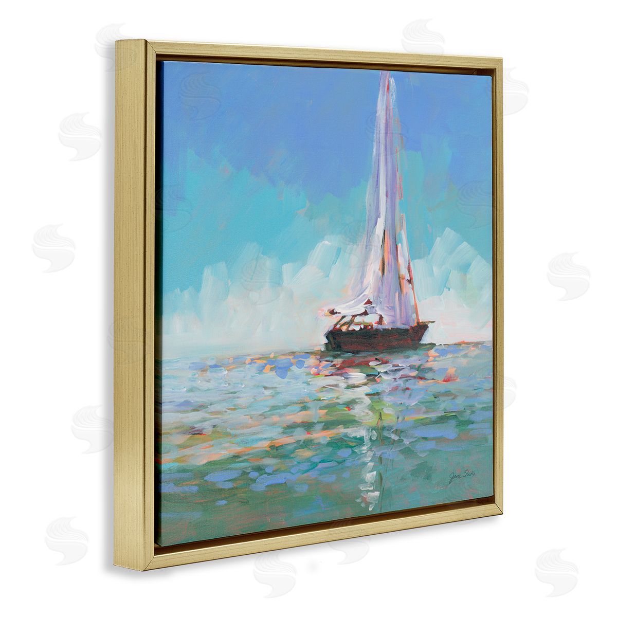 Jane Slivka Quiet Sailing Painting Gold Floating Frame Canvas Wall Art Print