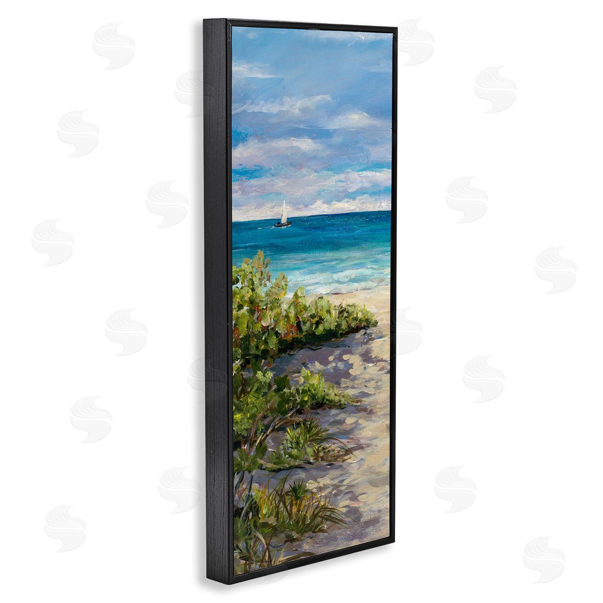 Grassy Beach Shore Black Frame Print Wall Art, Home Decor by Julie DeRice