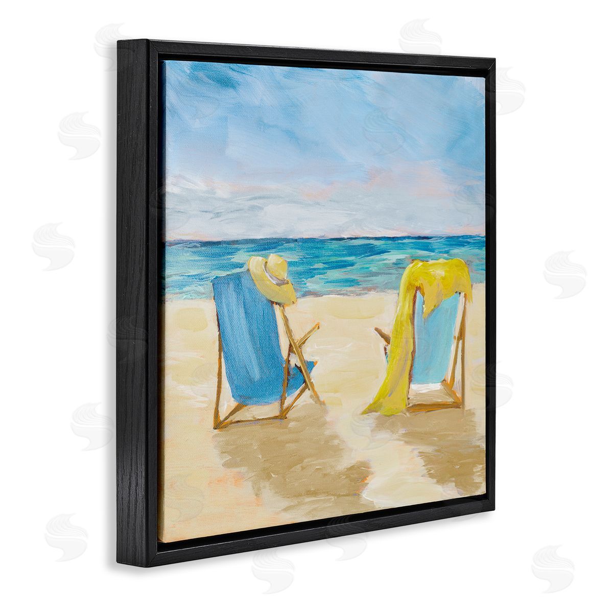 Julie DeRice Afternoon Beach Date Painting Black Floating Frame Canvas Wall Art Print