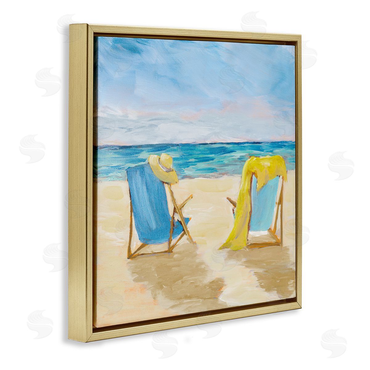 Julie DeRice Afternoon Beach Date Painting Gold Floating Frame Canvas Wall Art Print