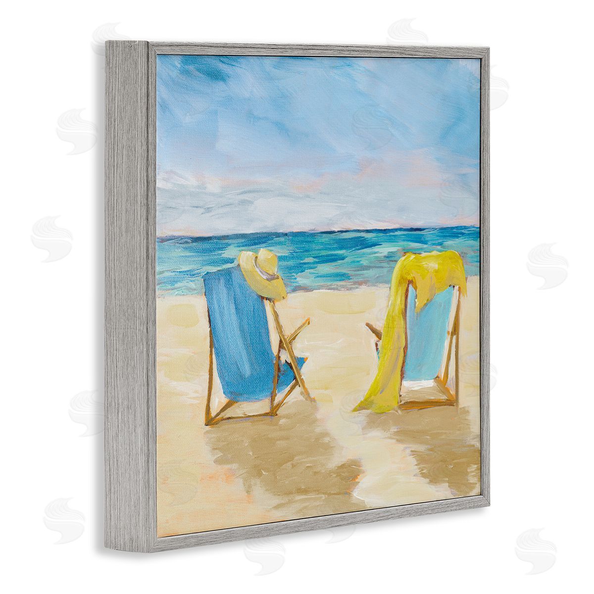 Julie DeRice Afternoon Beach Date Painting Gray Framed Glicee Wall Art Print
