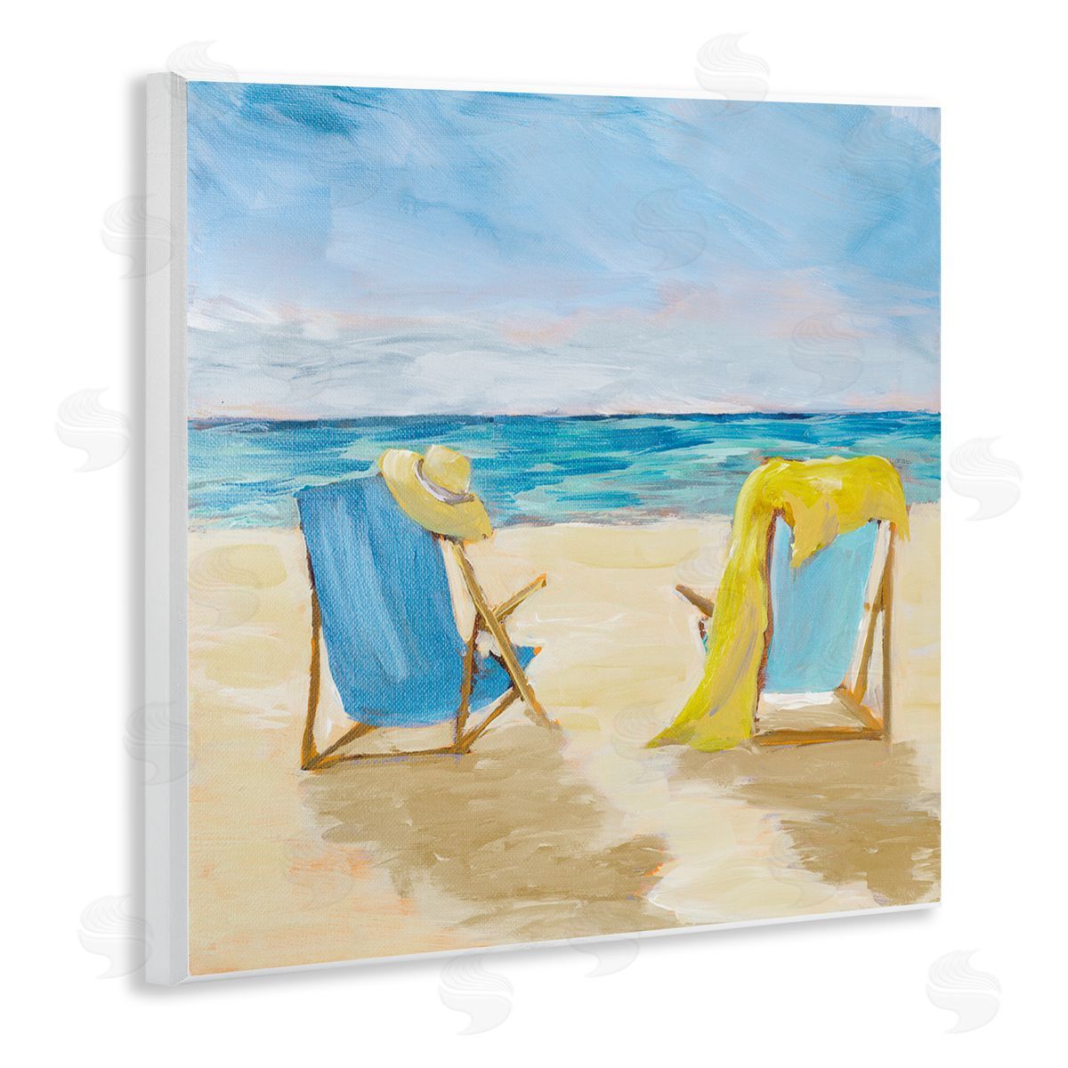 Julie DeRice Afternoon Beach Date Painting Wooden Wall Plaque Art Print