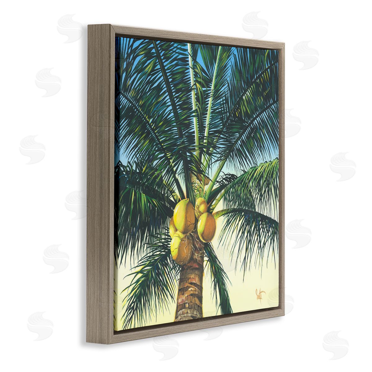 Scott Westmoreland Branching Out Palm Tree  Brown Floating Frame Canvas Wall Art Print