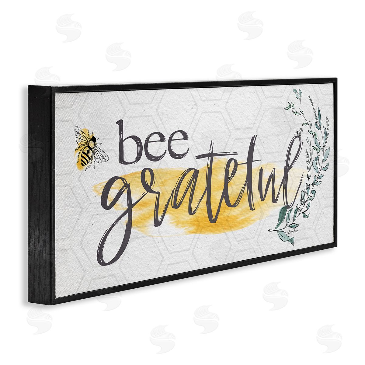 Susie Boyer Bee Grateful Herb Phrase Black Framed Glicee Wall Art Print