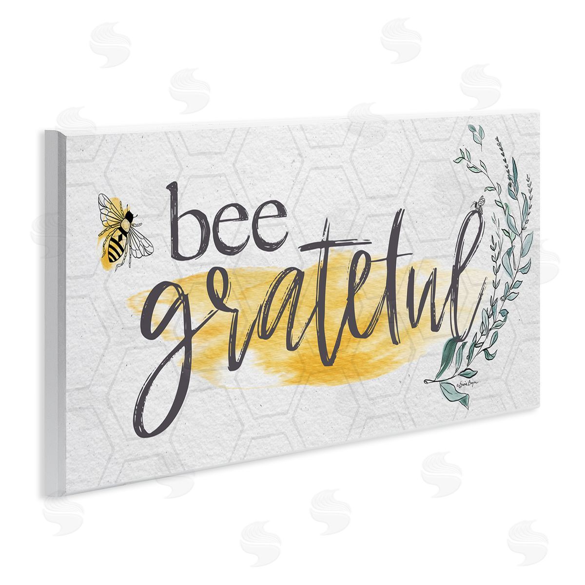 Susie Boyer Bee Grateful Herb Phrase Wooden Wall Plaque Art Print