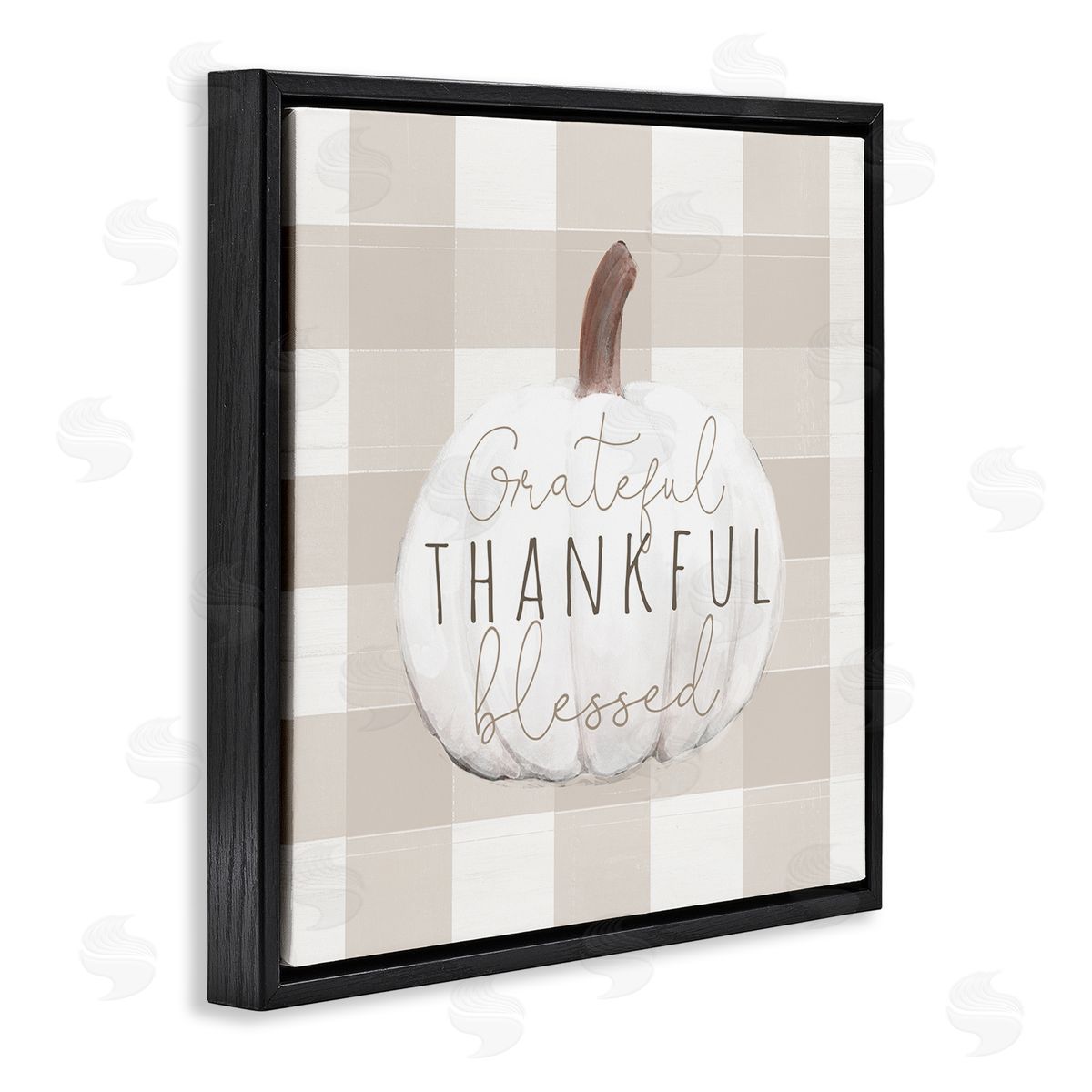Dogwood Portfolio Grateful Thankful Pumpkin Black Floating Frame Canvas Wall Art Print