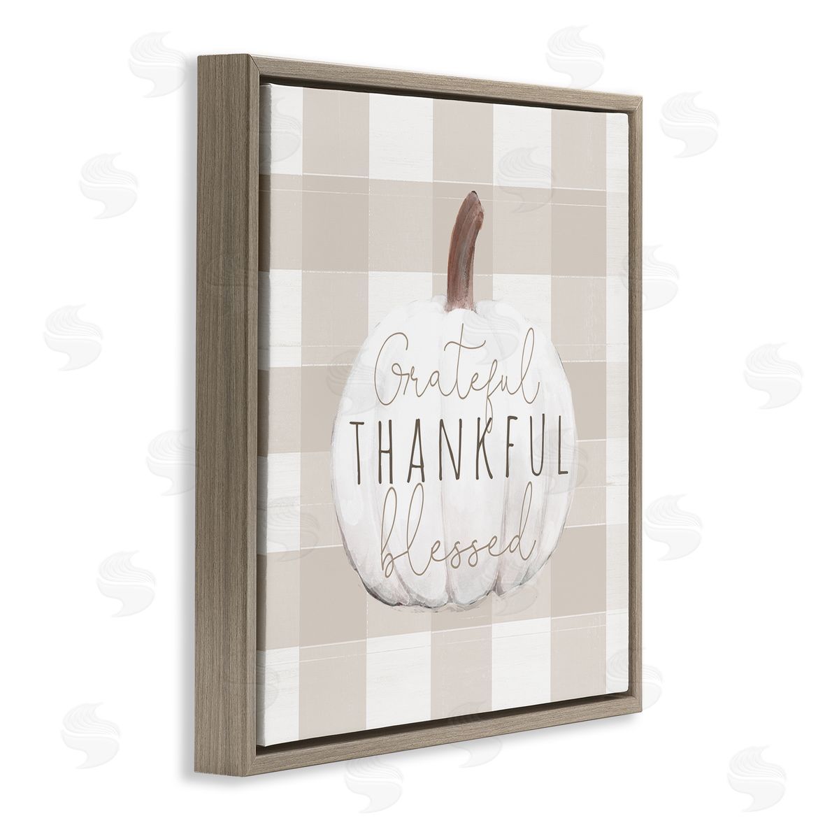 Dogwood Portfolio Grateful Thankful Pumpkin Brown Floating Frame Canvas Wall Art Print