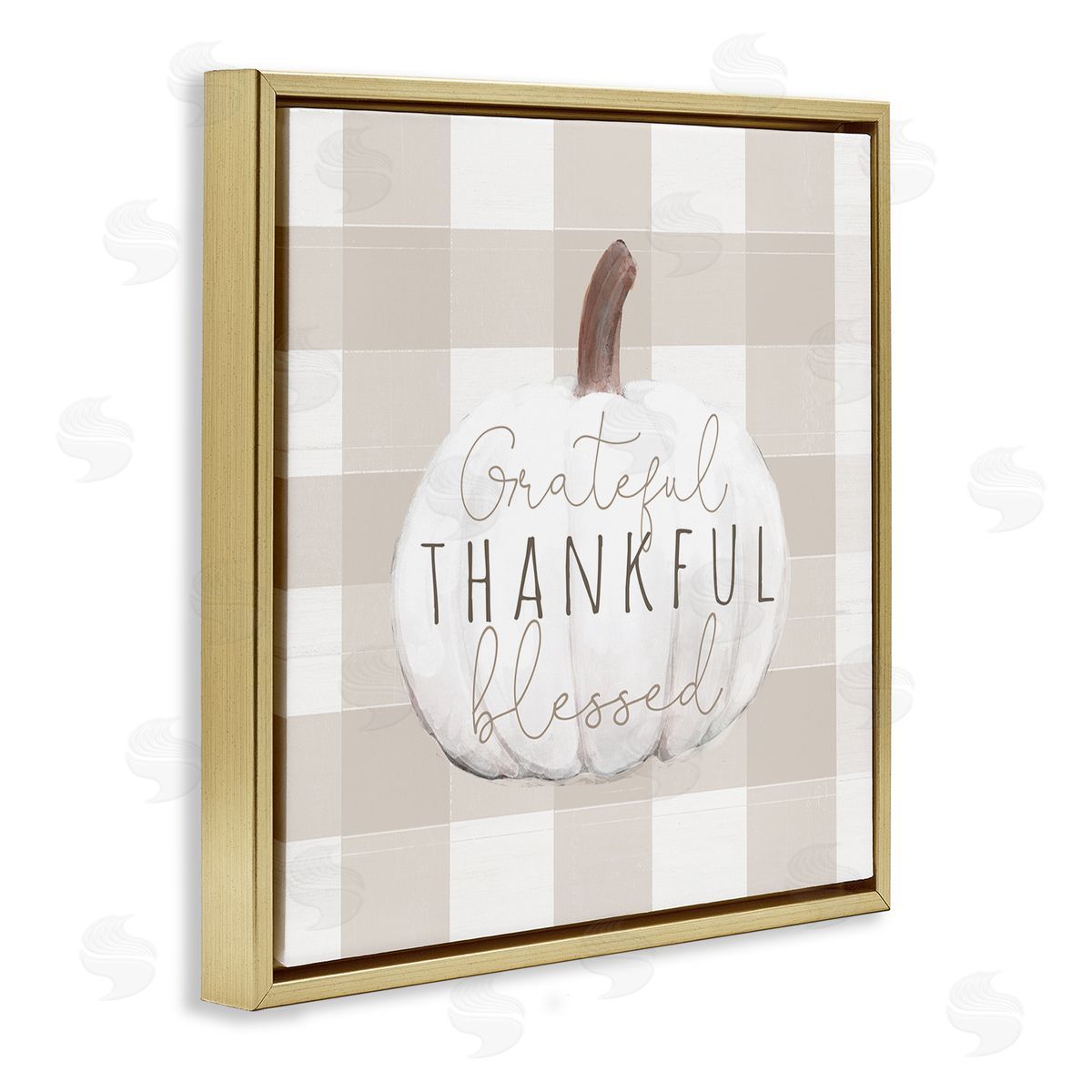 Dogwood Portfolio Grateful Thankful Pumpkin Gold Floating Frame Canvas Wall Art Print