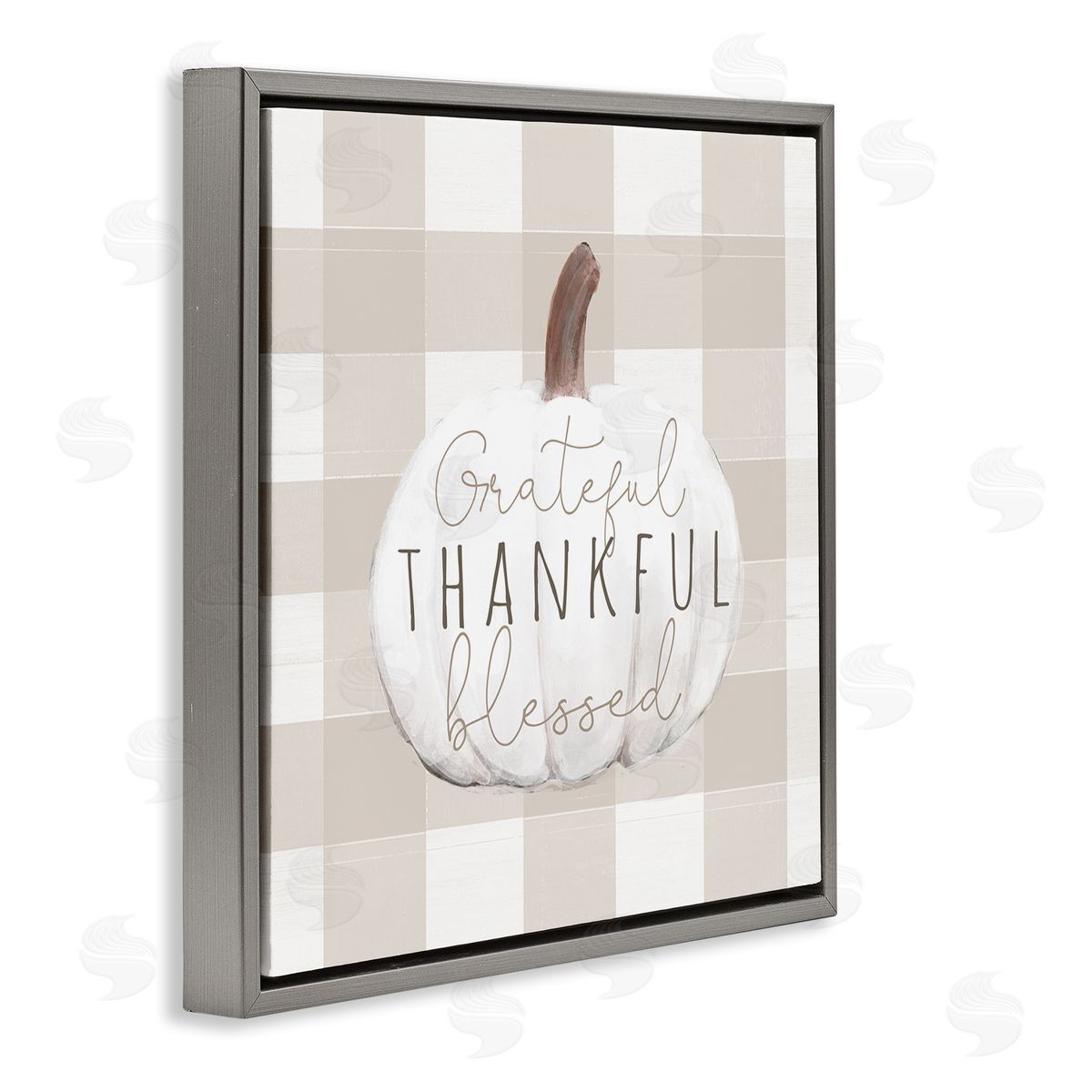 Dogwood Portfolio Grateful Thankful Pumpkin Gray Floating Frame Canvas Wall Art Print