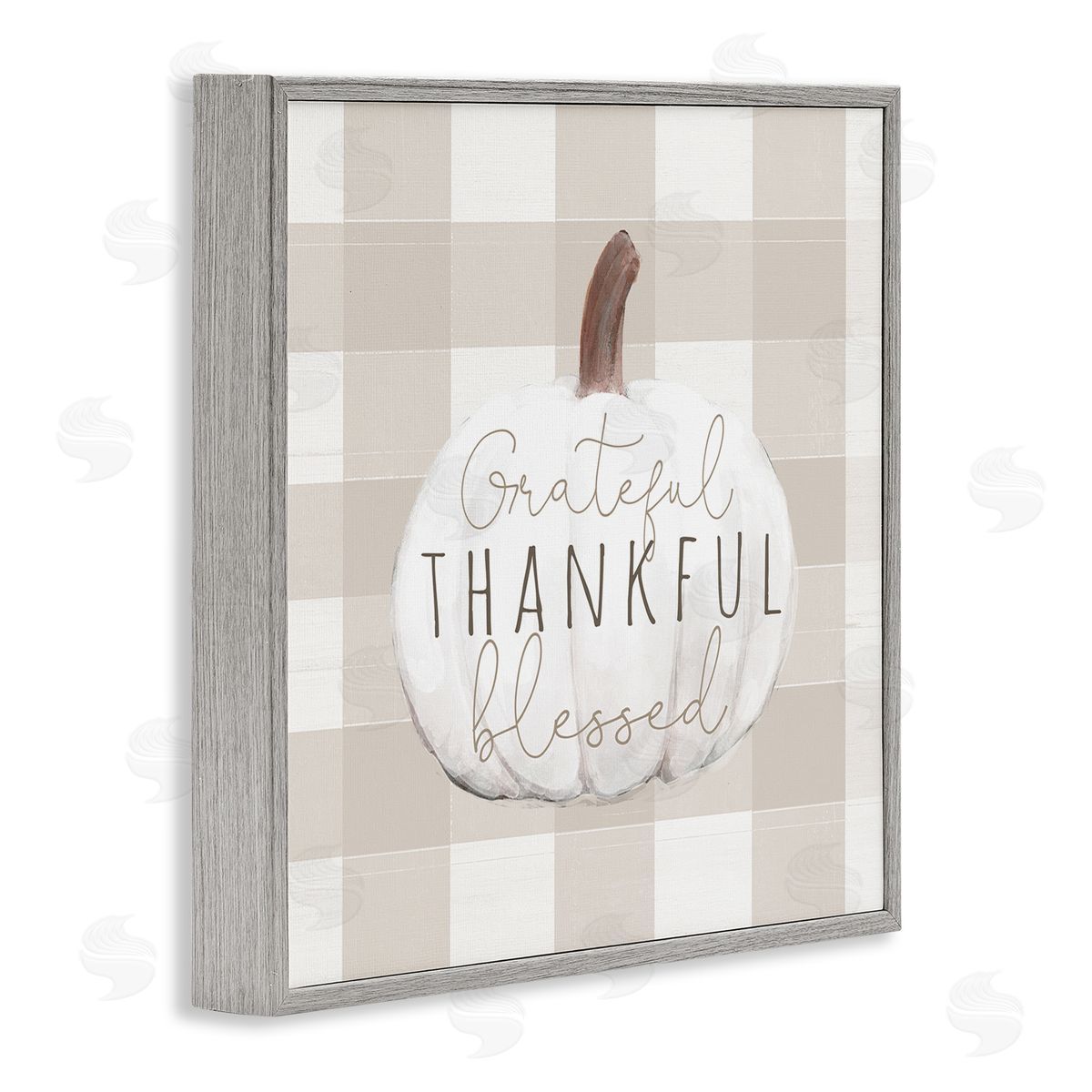 Dogwood Portfolio Grateful Thankful Pumpkin Gray Framed Glicee Wall Art Print