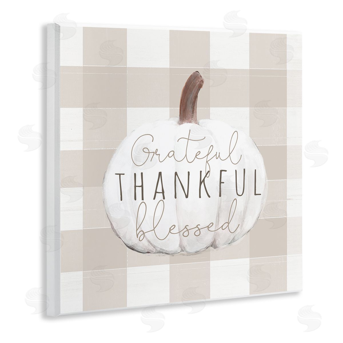 Dogwood Portfolio Grateful Thankful Pumpkin Wooden Wall Plaque Art Print