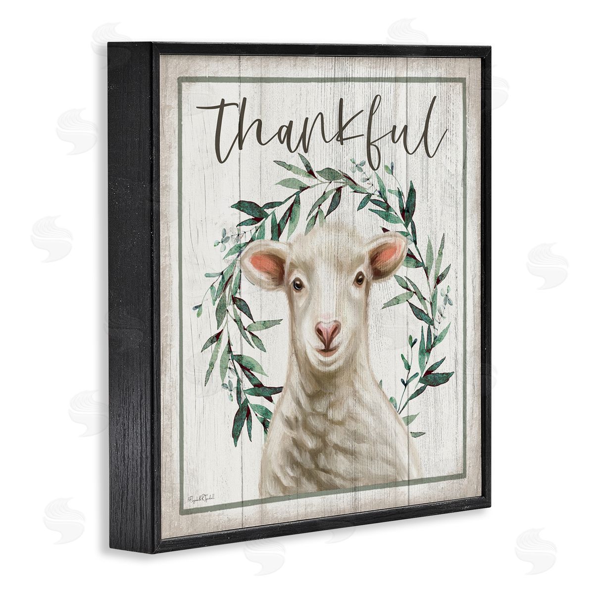 Elizabeth Tyndall Thankful Phrase Sheep Black Framed Glicee Wall Art Print