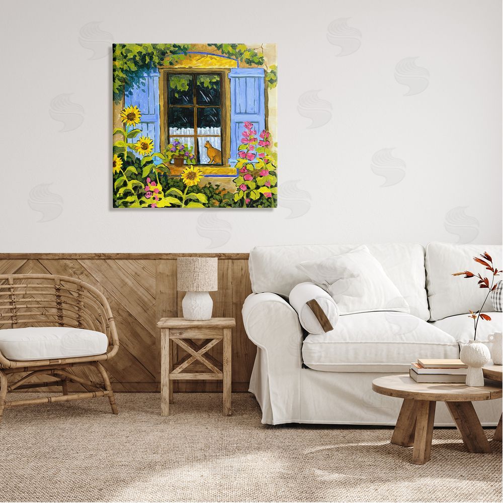 Robin Altman Cat in Garden Window Canvas Wall Art in Room