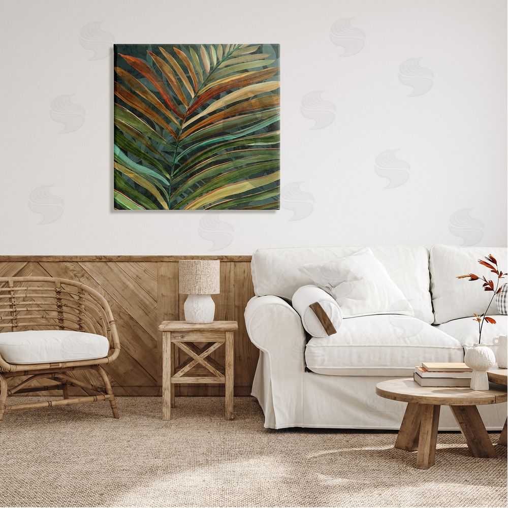 Carol Robinson Muted Botanical Leaf Canvas Wall Art in Room