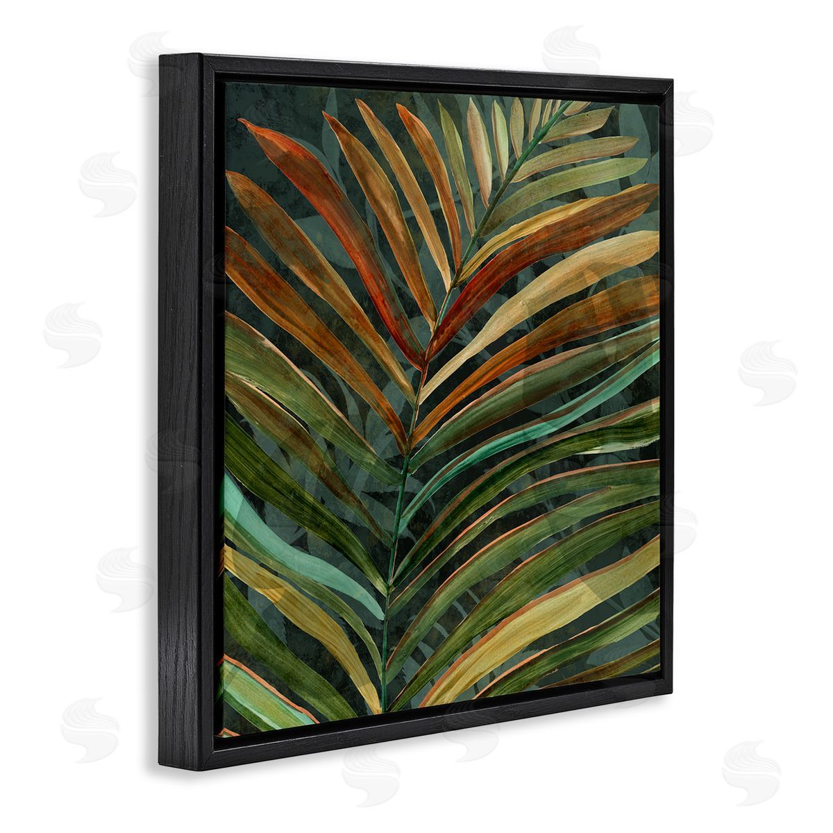 Carol Robinson Muted Botanical Leaf Black Floating Frame Canvas Wall Art Print