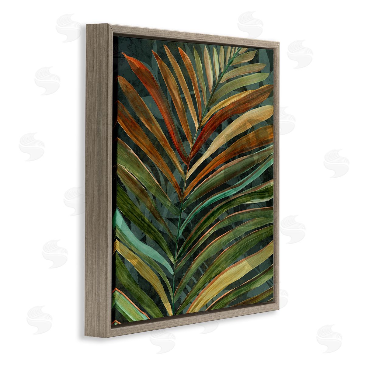 Carol Robinson Muted Botanical Leaf Brown Floating Frame Canvas Wall Art Print