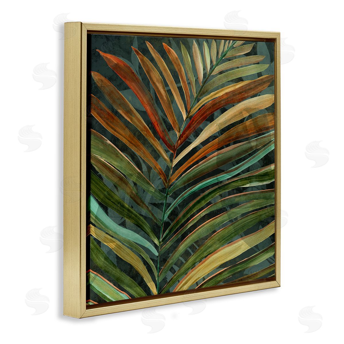 Carol Robinson Muted Botanical Leaf Gold Floating Frame Canvas Wall Art Print