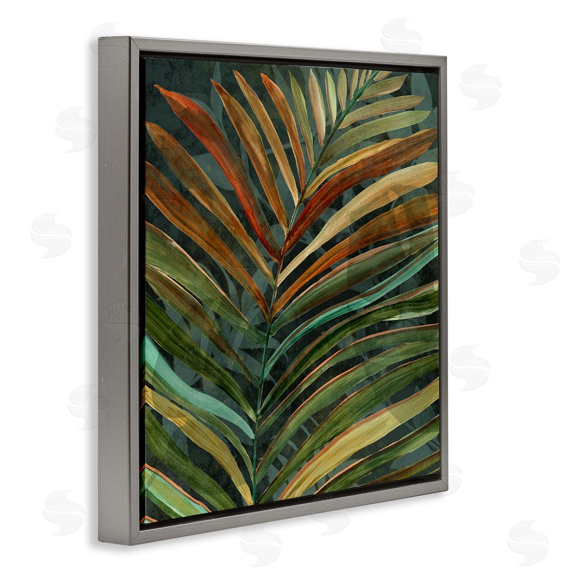Carol Robinson Muted Botanical Leaf Gray Floating Frame Canvas Wall Art Print