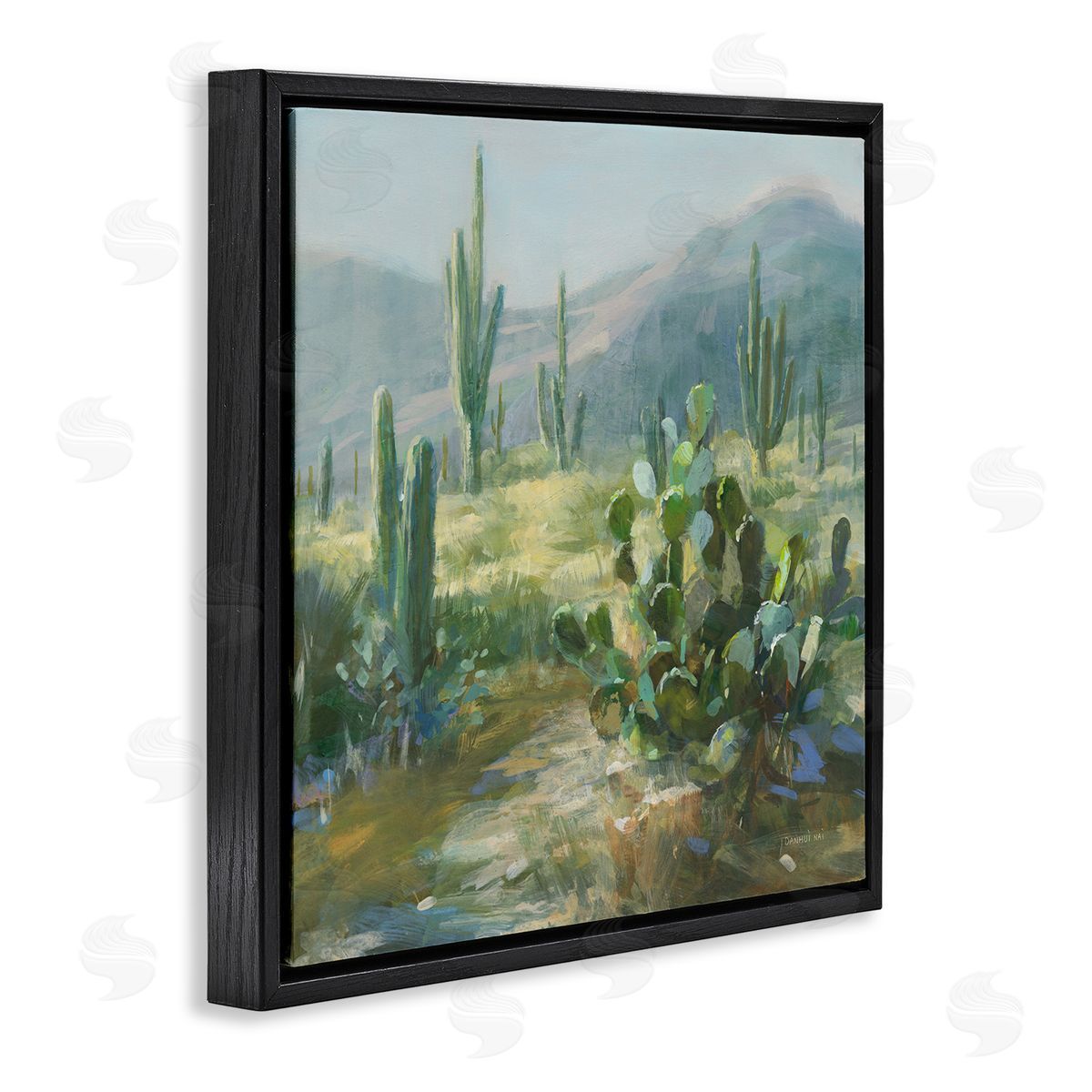 Danhui Nai Desert Cactus Landscape Black Floating Frame Canvas Wall Art Print