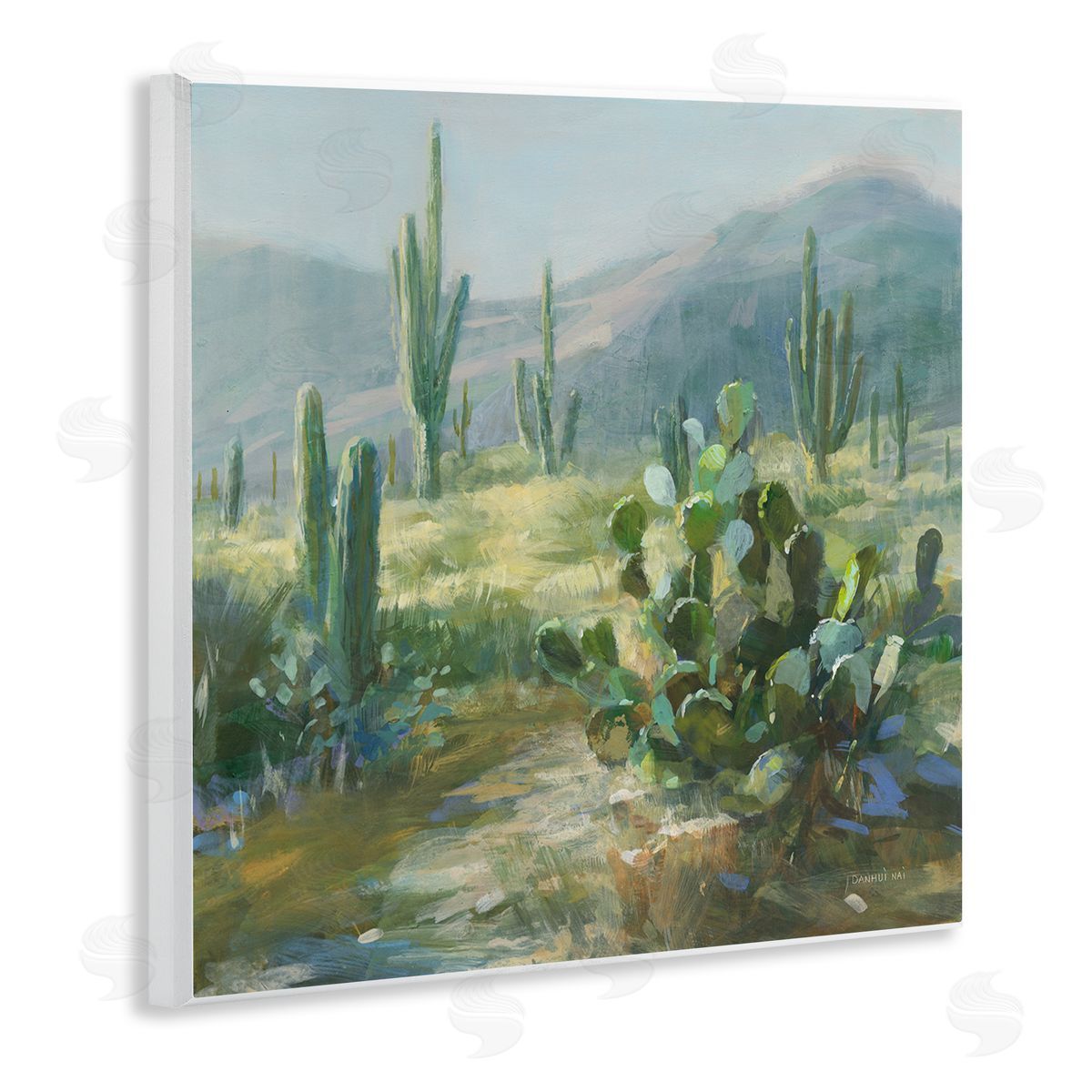 Danhui Nai Desert Cactus Landscape Wooden Wall Plaque Art Print