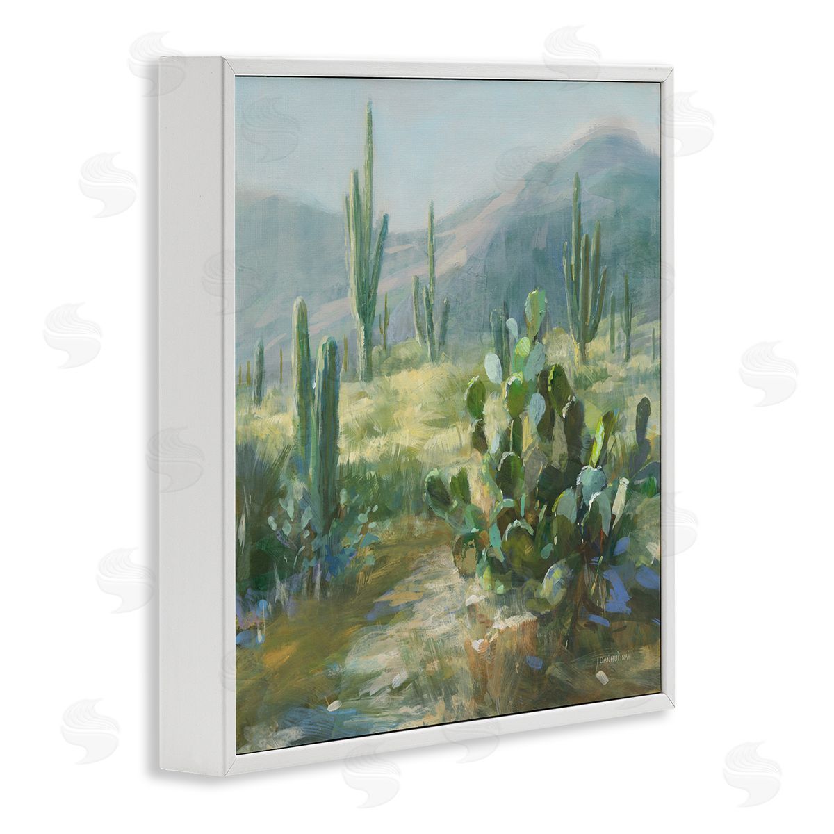 Danhui Nai Desert Cactus Landscape White Framed Glicee Wall Art Print