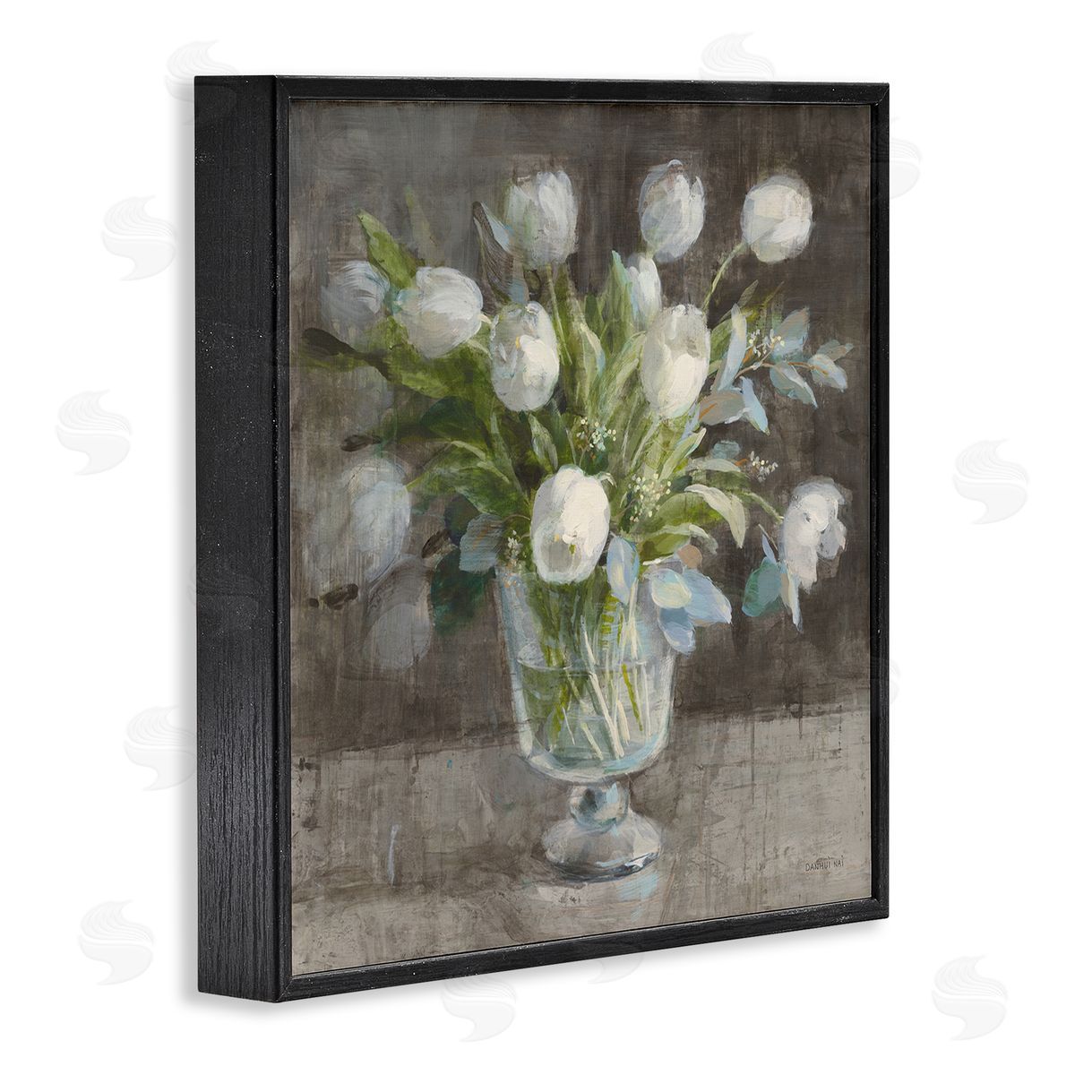 Danhui Nai Rustic White Tulip Vase Black Framed Glicee Wall Art Print