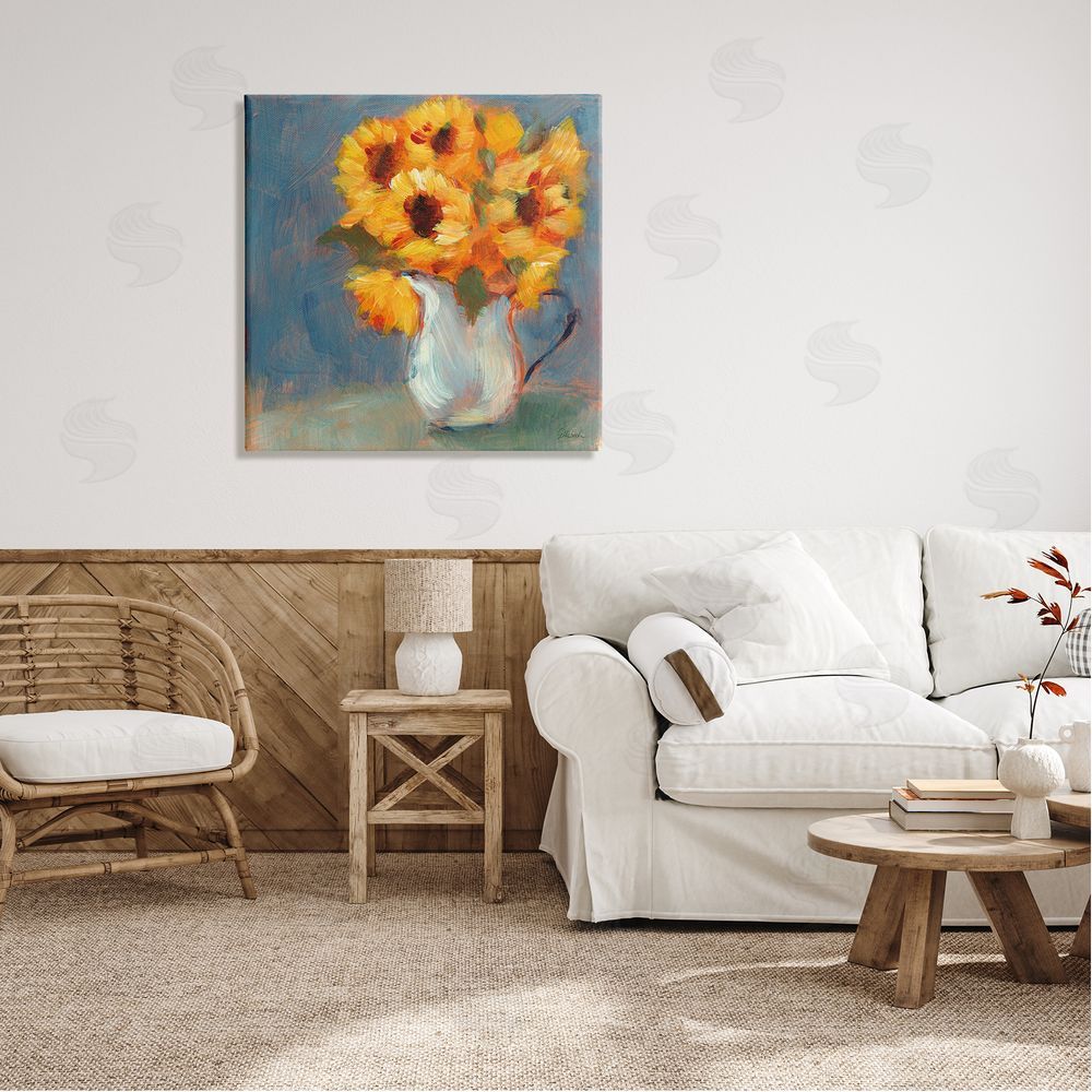 Sue Schlabach Sunflower Vase Painting Canvas Wall Art in Room