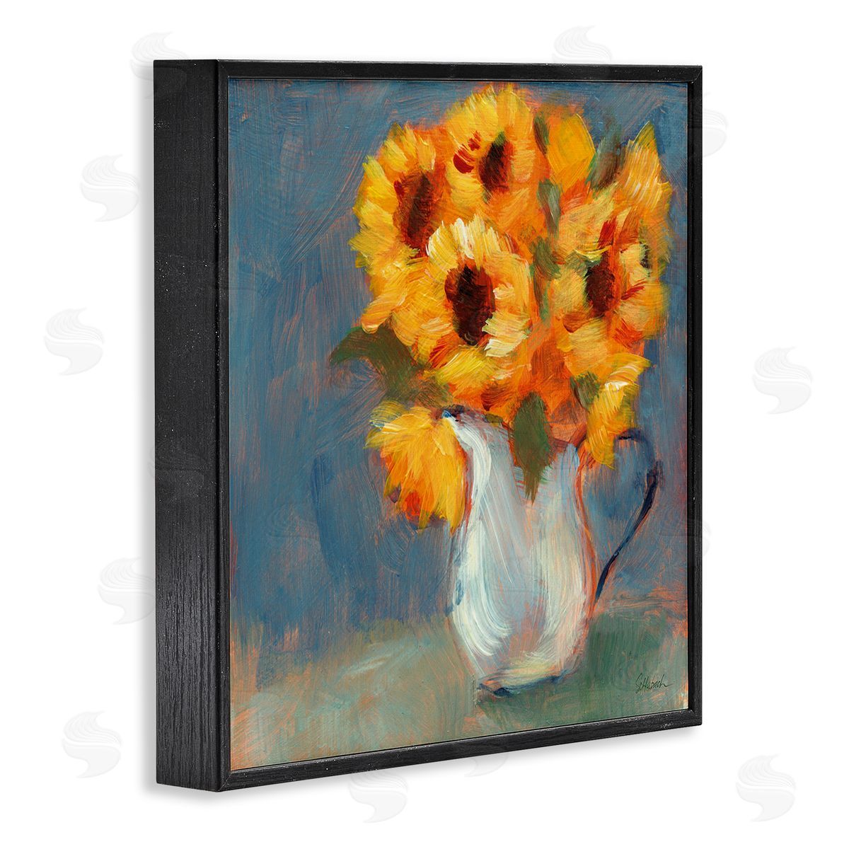 Sue Schlabach Sunflower Vase Painting Black Framed Glicee Wall Art Print