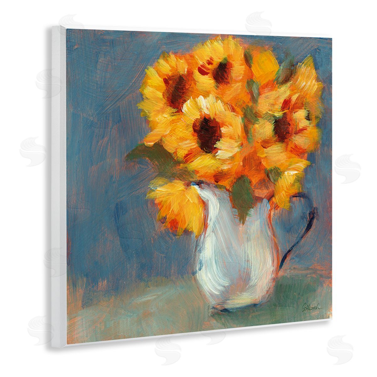Sue Schlabach Sunflower Vase Painting Wooden Wall Plaque Art Print