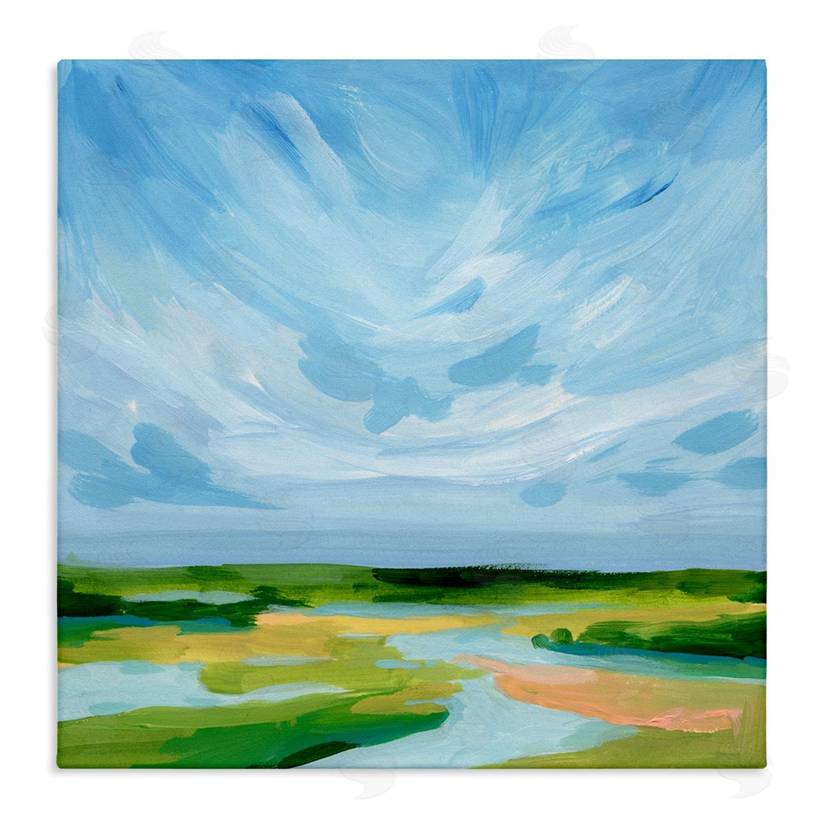 Victoria Barnes Modern Stream Landscape Stretched Canvas Wall Art Print