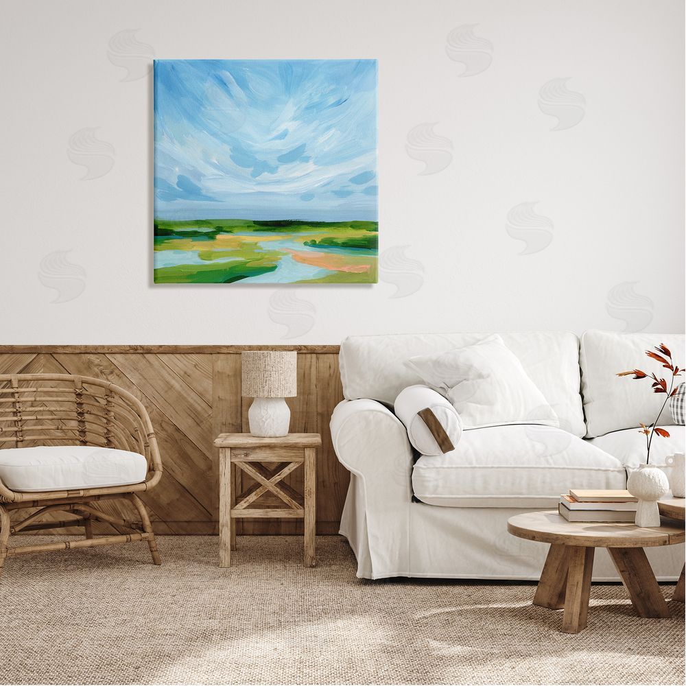 Victoria Barnes Modern Stream Landscape Canvas Wall Art in Room
