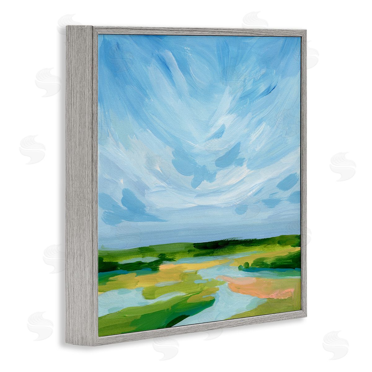 Victoria Barnes Modern Stream Landscape Gray Framed Glicee Wall Art Print