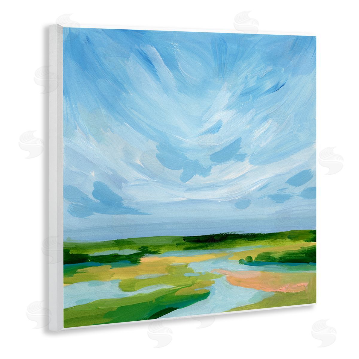 Victoria Barnes Modern Stream Landscape Wooden Wall Plaque Art Print