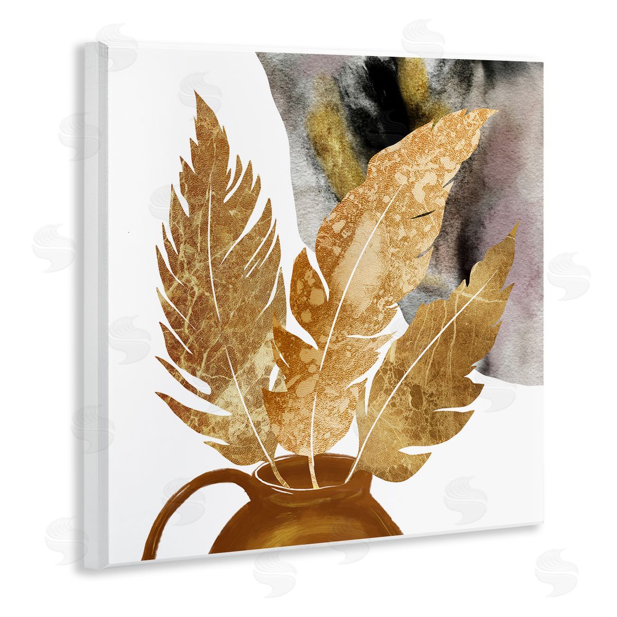 Ziwei Li Modern Boho Leaves Wooden Wall Plaque Art Print