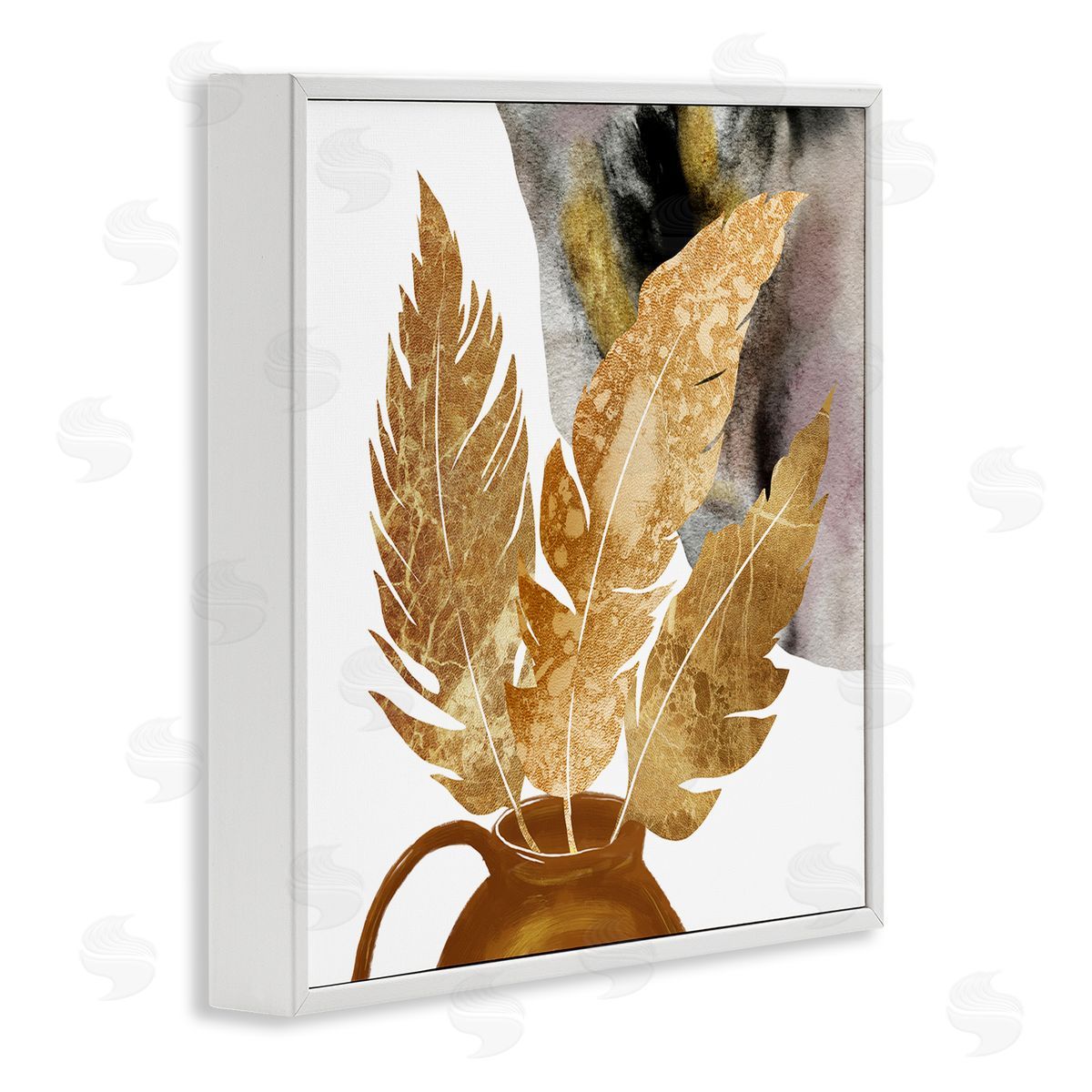Ziwei Li Modern Boho Leaves White Framed Glicee Wall Art Print