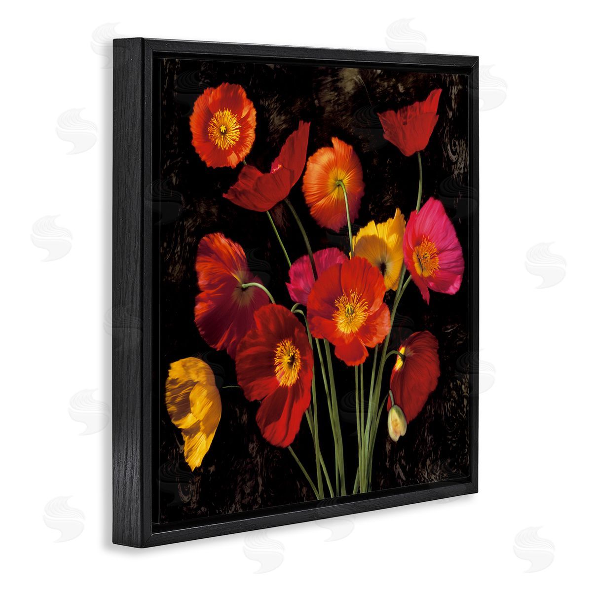 John Seba Red Poppies Photography Black Floating Frame Canvas Wall Art Print