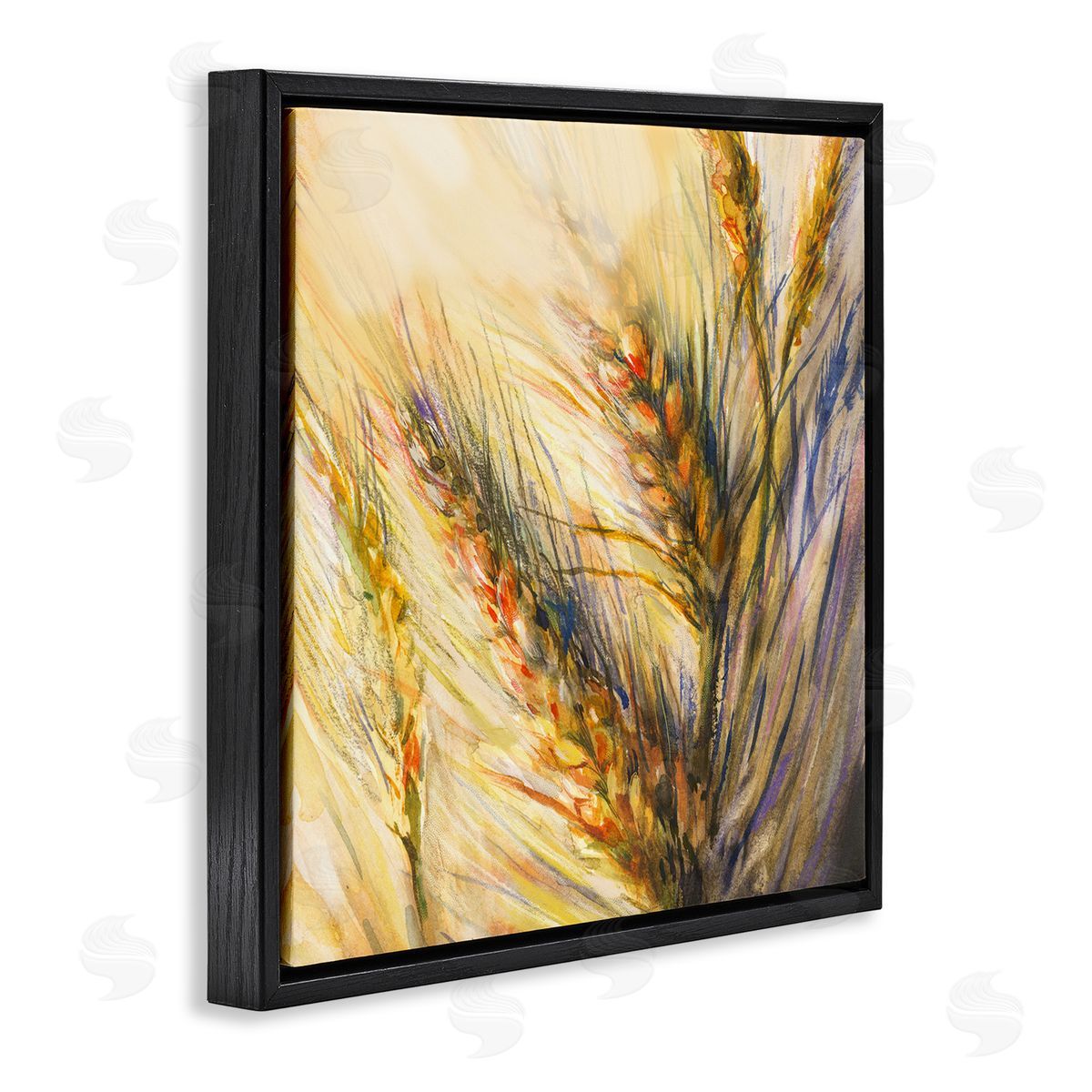 Joy Allen Autumn Wheat Painting Black Floating Frame Canvas Wall Art Print
