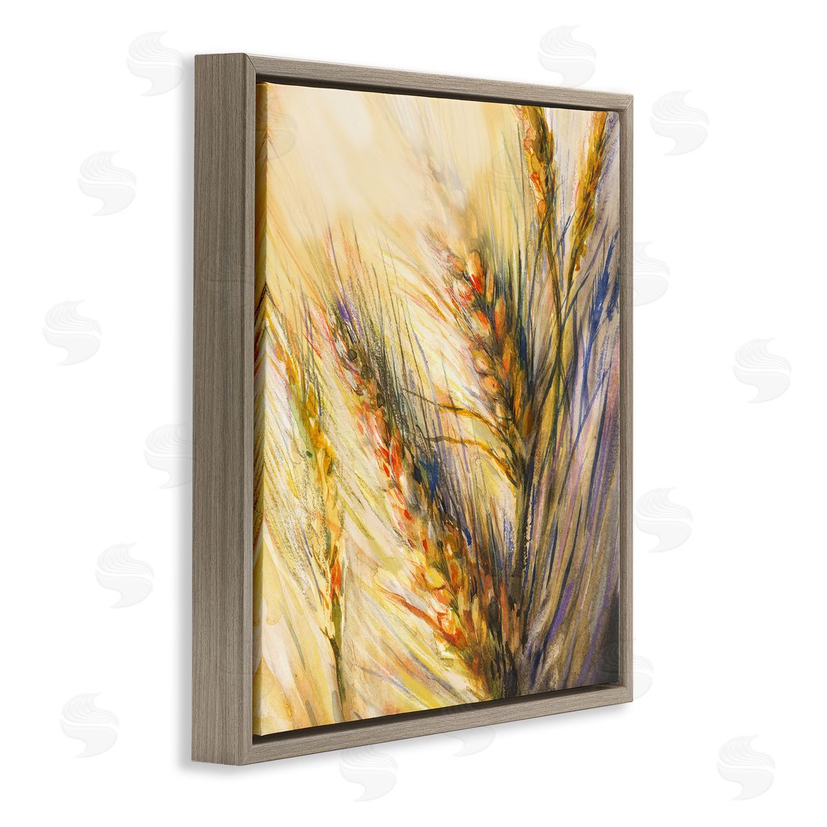 Joy Allen Autumn Wheat Painting Brown Floating Frame Canvas Wall Art Print